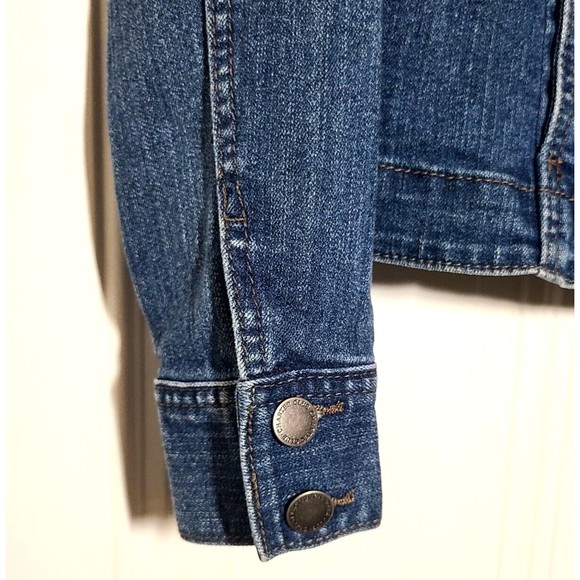 Charter Club Jean Shop Denim Jacket Size PS Blue Pockets Stretch Button Front - Picture 4 of 11